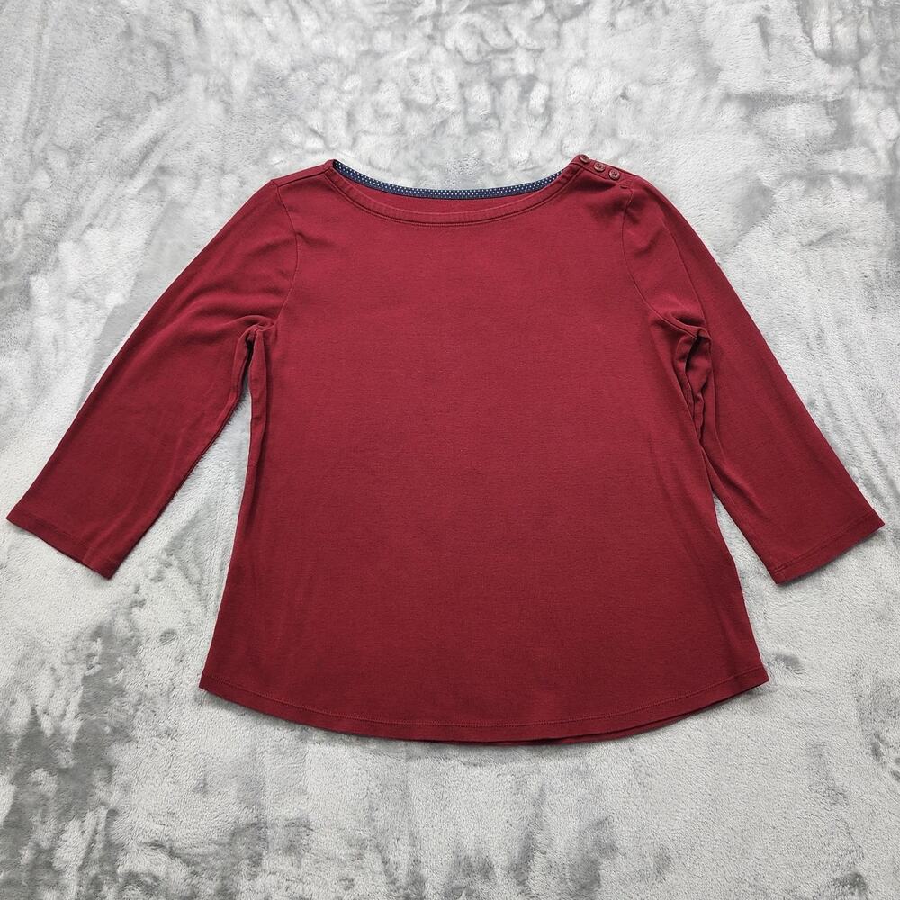 Charter Club Top Womens M Red Burgundy Pima Cotton Button-Shoulder Pullover